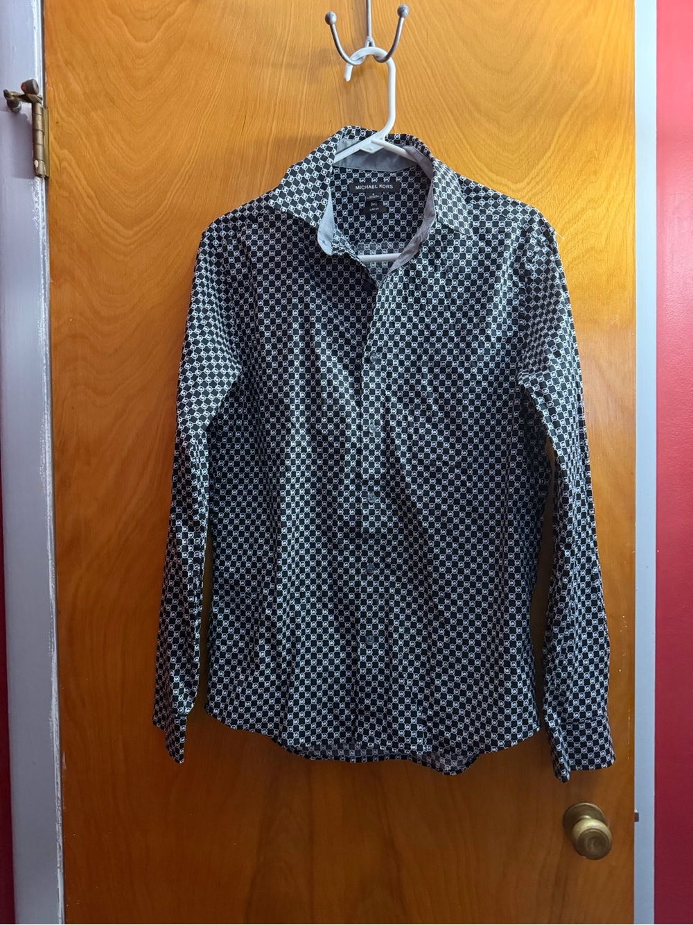 Michael Kors Men's Black & White Geometric Button-Up Shirt